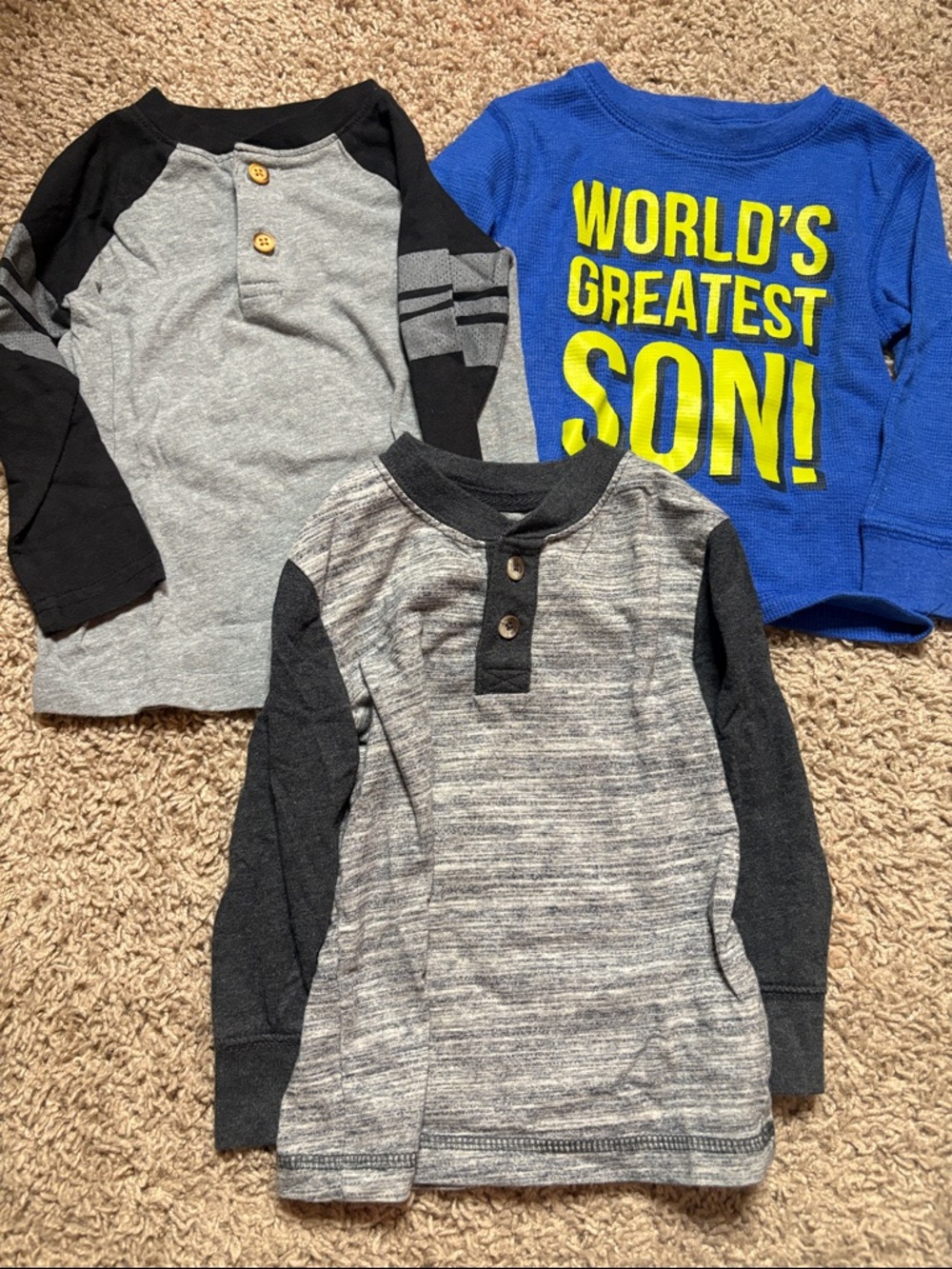 Bundle of 3 shirts- Long-Sleeve Henleys & Graphic Tee Set